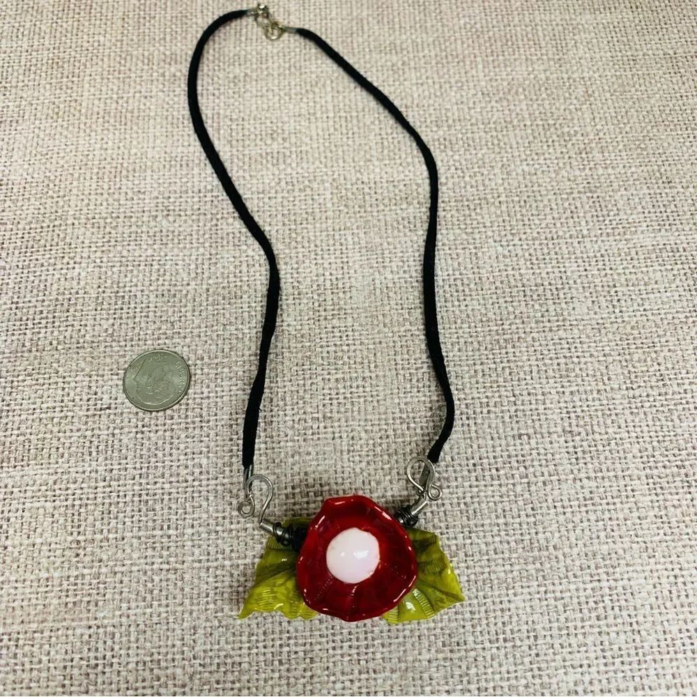 Artisan Ceramic Flower Necklace